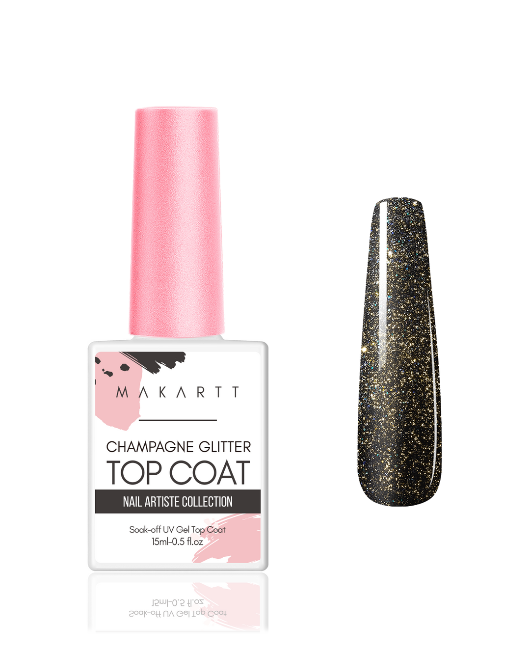 Makartt Champagne Glitter Top Coat (15ml)