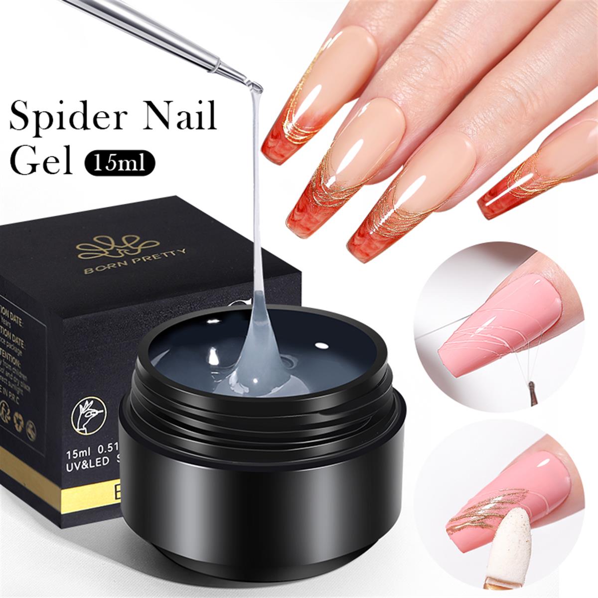 Spider Nail Gel; Semi-Solid "CLEAR" (15ml)