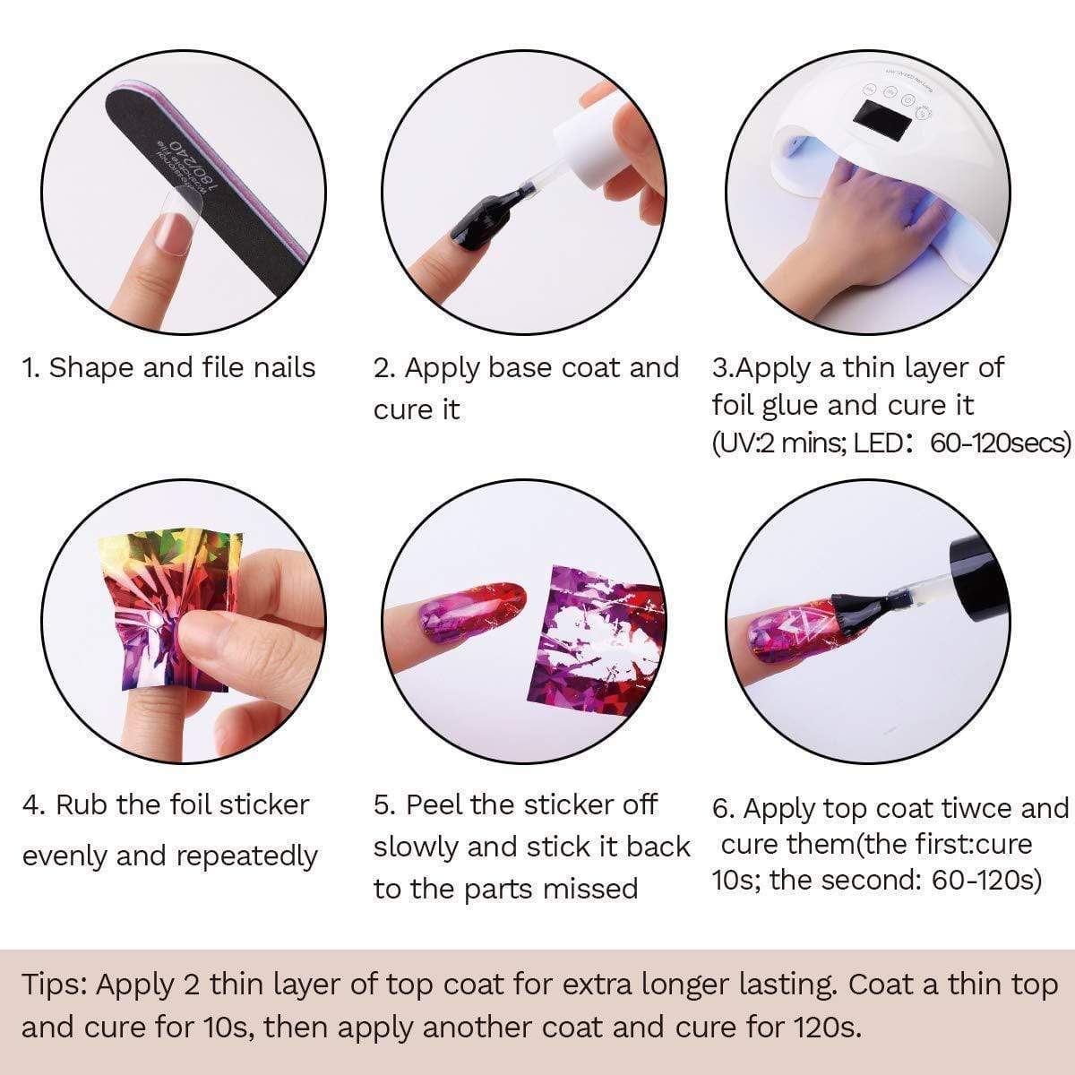 Nail Foil Transfer Glue & Foil Stickers Set