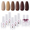 Load image into Gallery viewer, &quot;Classic Browns&quot; 6-Colour Gel Polish Set (FREE Base &amp; Top Coat)
