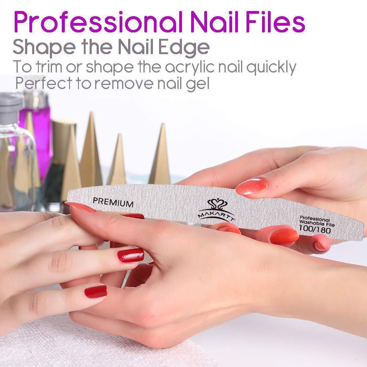 Makartt Nail File 100/180 Grit Nail Files for Acrylic Nails Bundle