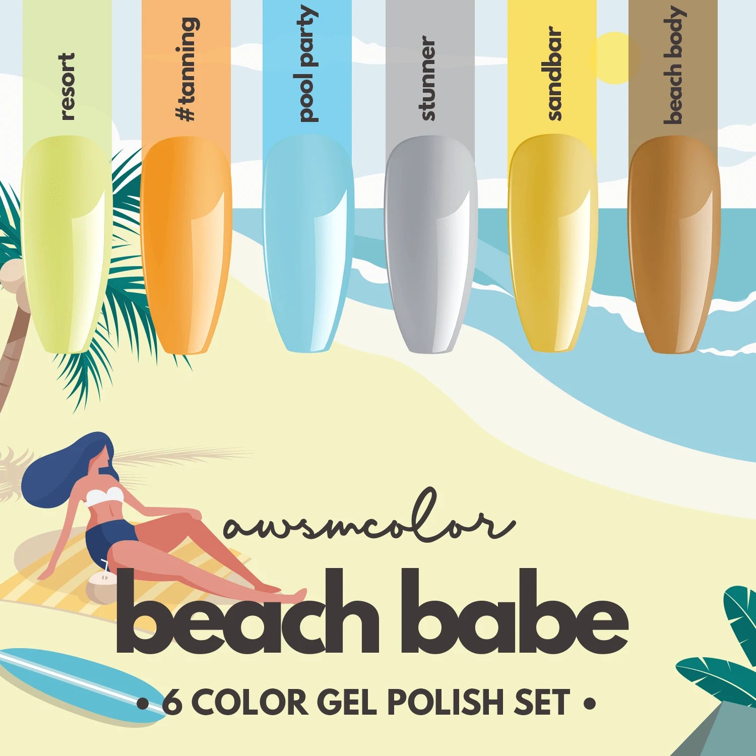 "Beach Babe" 6-Colour Gel Polish Set