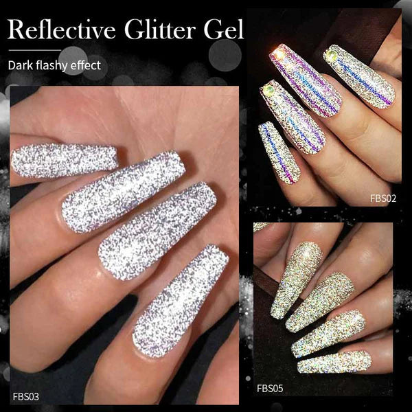 "Metallics" Reflective Glitter Gel polish (5 colours)