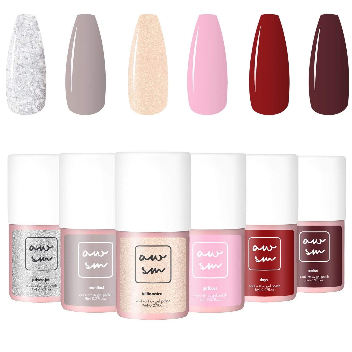 PGNUK; Girlboss 6-Colour Gel Polish Set; (Gel Polish Set) sold by PolyGel Nails UK