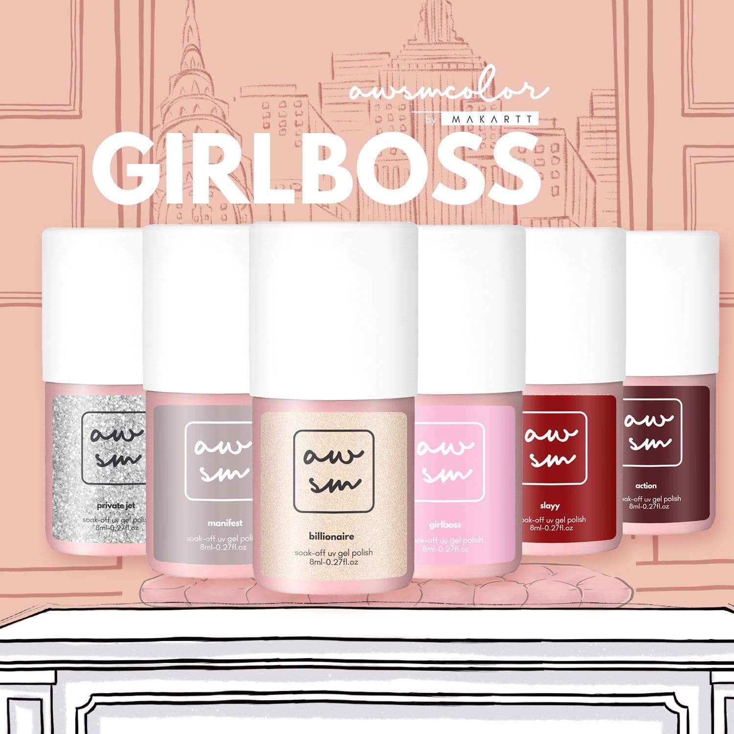 "Girlboss" 6-Colour Gel Polish Set