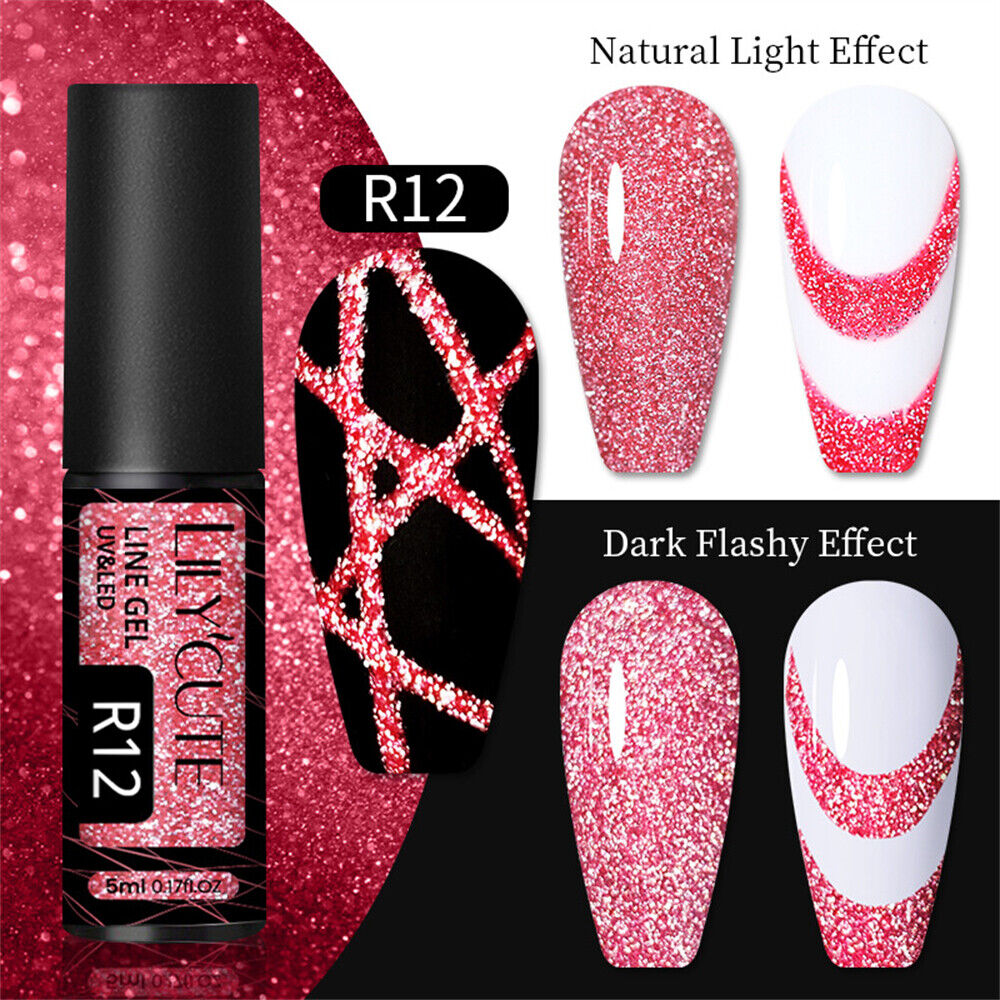 Nail Art Liner Gels - "Colourful" REFLECTIVE GLITTER range